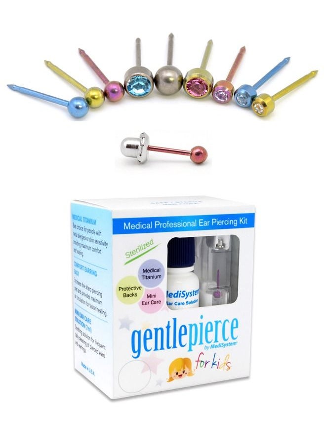 MediSystem Ear Piercing kit at Home Made from Blue Titanium 3mm Crystal Bezel Made in USA  - Image 2