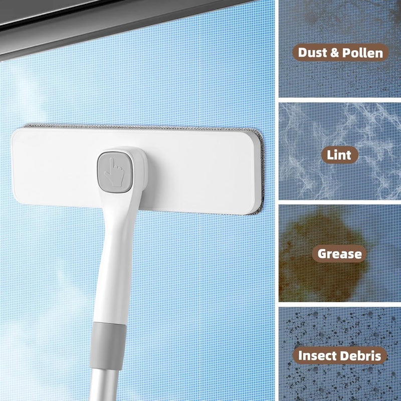 KASTWAVE Window Screen Cleaner with 360° Rotating Brush, Wide Mesh Screen Cleaning Tool with Storage Hook, Multi-Functional Reusable Brush for Pet Hair, Sofa, Carpet, Curtain & Window Cleaning - Image 3