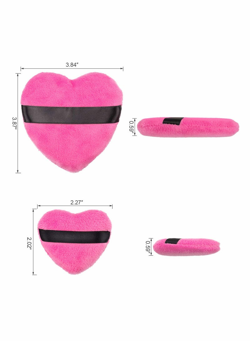 KASTWAVE 4 Pcs Makeup Blendiful Puffs, Cotton Powder Puff, Makeup Tool Beauty Sponges Blender, in Love Shape with Strap, for Cosmetic (2 Pcs Gray+2 Pcs Rose) - Image 3