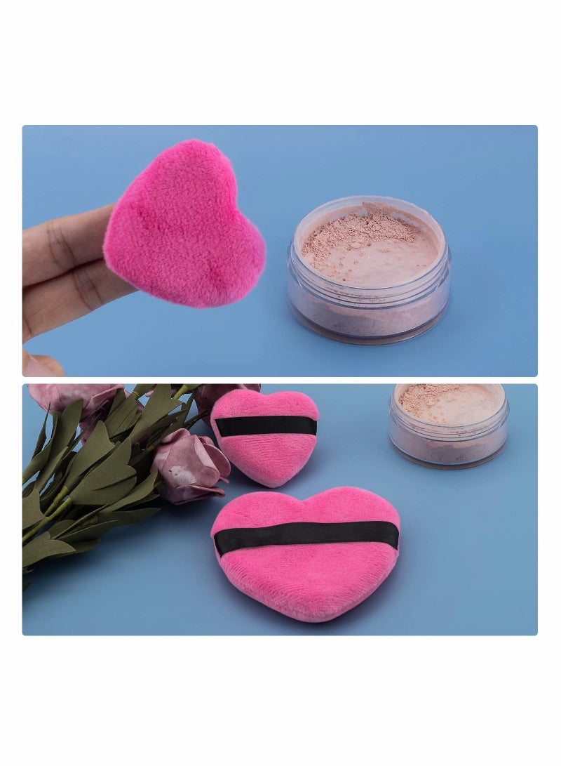 KASTWAVE 4 Pcs Makeup Blendiful Puffs, Cotton Powder Puff, Makeup Tool Beauty Sponges Blender, in Love Shape with Strap, for Cosmetic (2 Pcs Gray+2 Pcs Rose) - Image 5