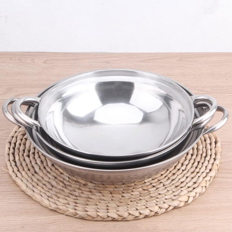 comfrt Stainless Steel Hotpot with Lid Double Handle Wok Pans Stir Fry Wok Pan Small Hot Pot Soup Stew Pot for Seafood Noodle Ramen Dry Cooking Pan - Image 3