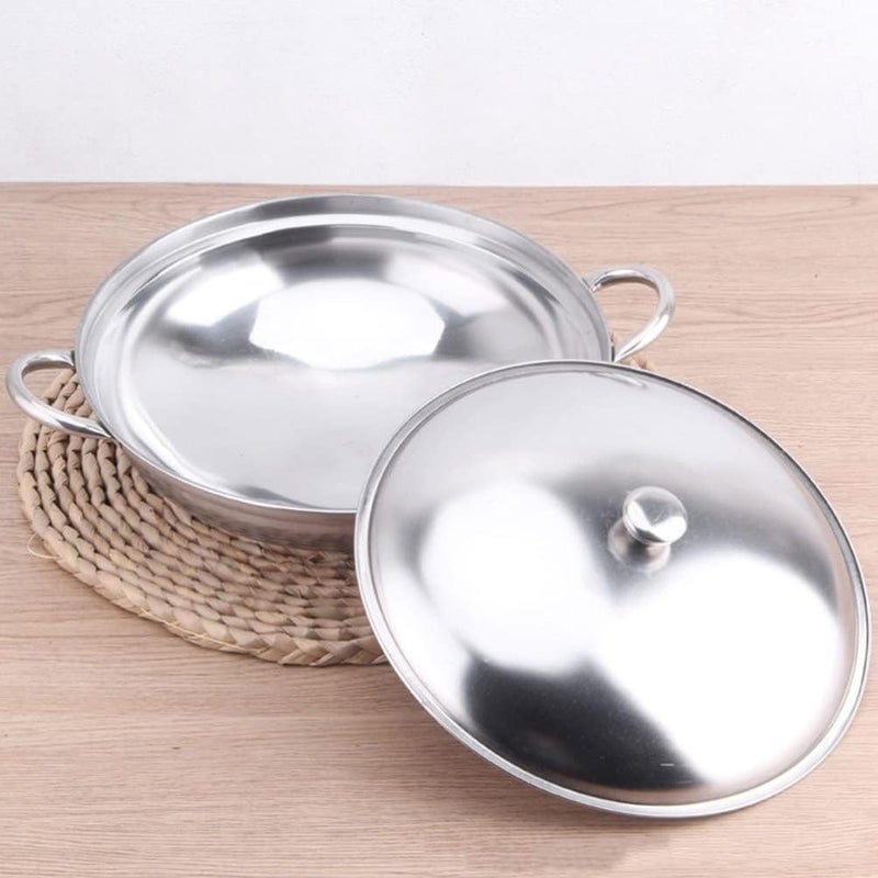 comfrt Stainless Steel Hotpot with Lid Double Handle Wok Pans Stir Fry Wok Pan Small Hot Pot Soup Stew Pot for Seafood Noodle Ramen Dry Cooking Pan - Image 4