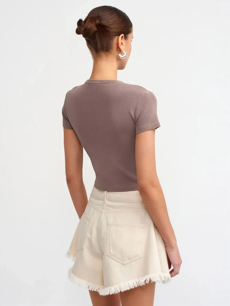 ديلفين Dilvin Women's Slim Fit Crop T-Shirt