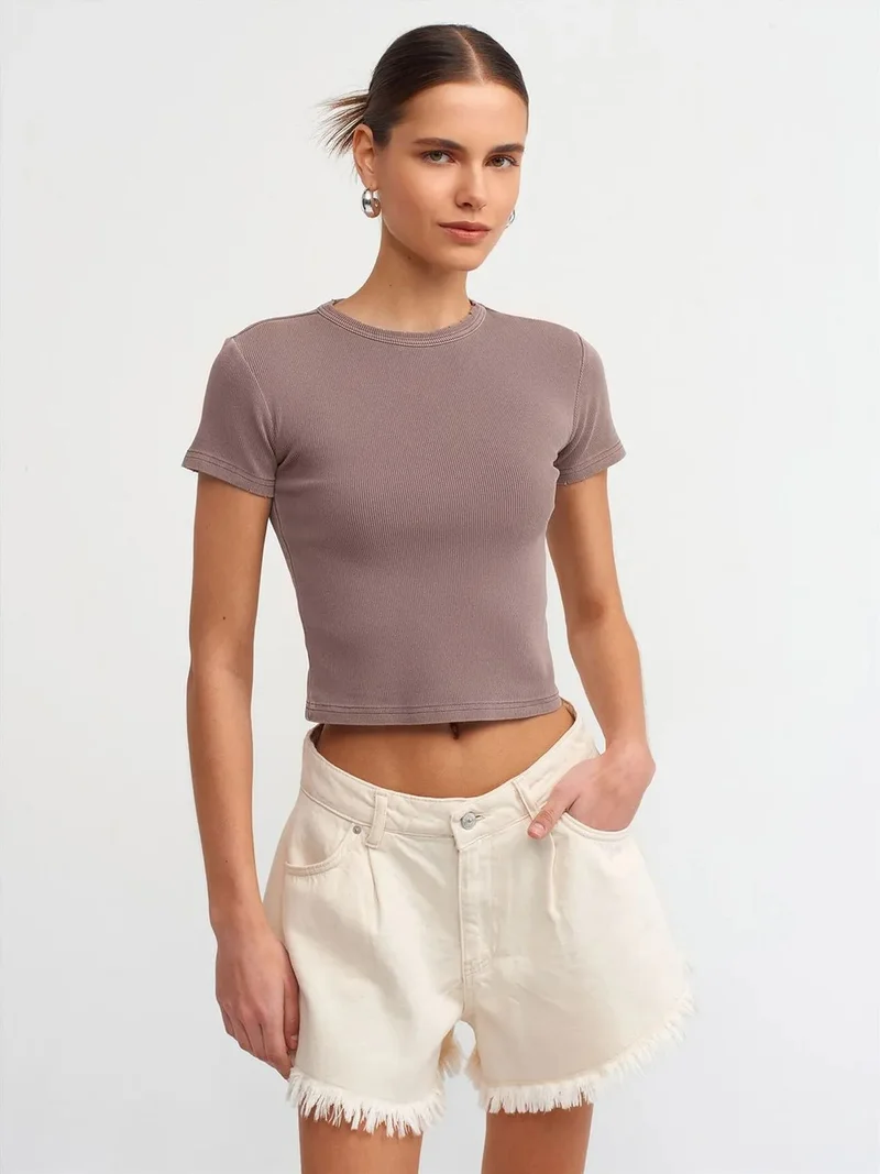 ديلفين Dilvin Women's Slim Fit Crop T-Shirt