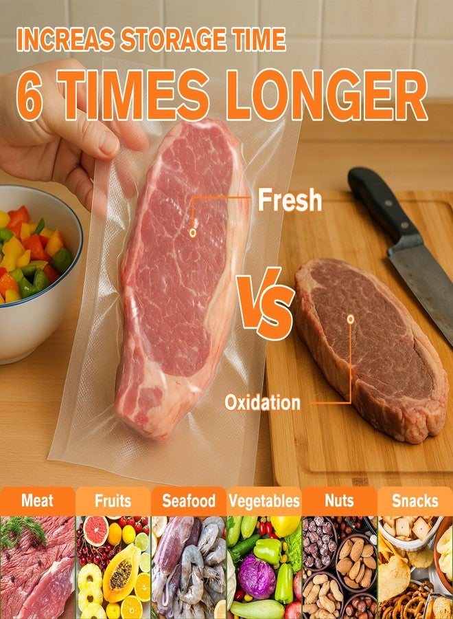 FUNFERY Precut Vacuum Sealer Bags for food, 200 Quart 8" x 12", Food Long-Term Storage and Sous Vide Commercial-Grade Bag, BPA Free for Microwave, Boiling,Sous vide, Refrigerator - Image 2