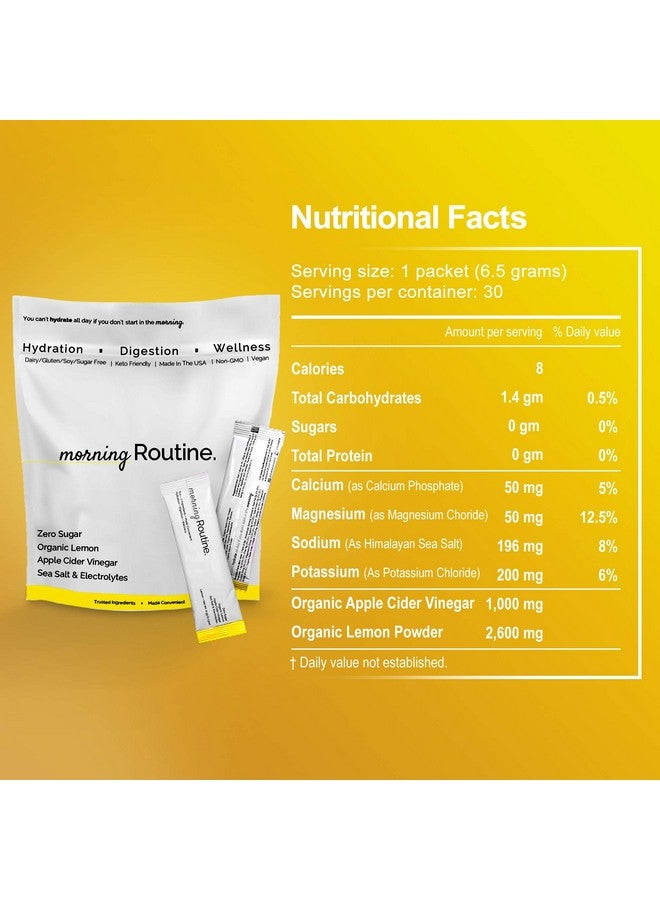 routine ترطيب يومي صباحي؛ عبوات مسحوق الإلكتروليت مع خل التفاح والليمون وملح البحر؛ مسحوق مشروب الإلكتروليت للترطيب؛ مسحوق ترطيب الإلكتروليت كيتو وباليو 30 حبة - Image 5