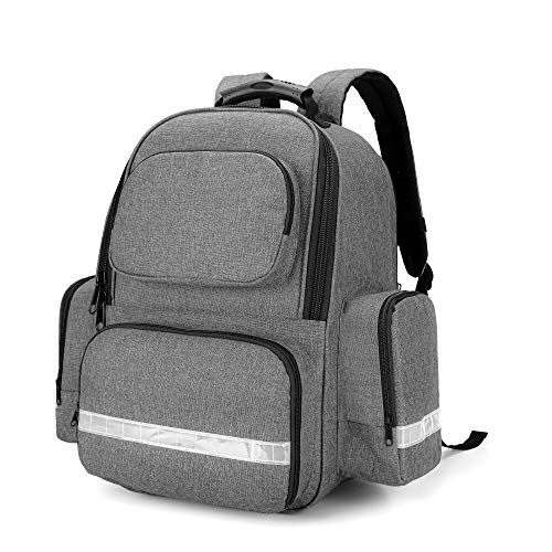 Trunab First Responder Bag Trauma Backpack Empty Medical Emergency Kits Storage Jump Bag Pack for EMT EMS Police Firefighters Safety Officers Patented Design Grey - Image 2