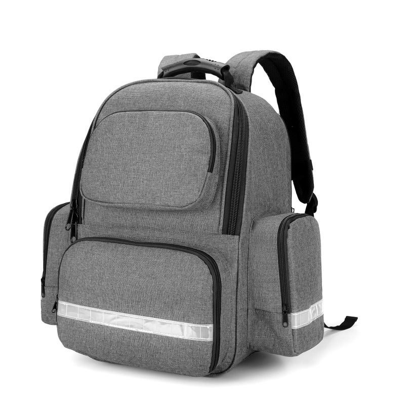 Trunab First Responder Bag Trauma Backpack Empty Medical Emergency Kits Storage Jump Bag Pack for EMT EMS Police Firefighters Safety Officers Patented Design Grey - Image 3