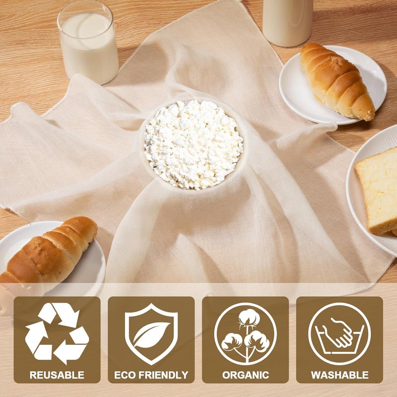 Amrules Cheese Cloths for Straining, 8PCS 20x20 Inch Grade 100 Cheese Cloth, Reusable Washable Unbleached Pure Cotton Cheesecloth for Cooking and Cheese Making with Hemmed Edge - Image 3