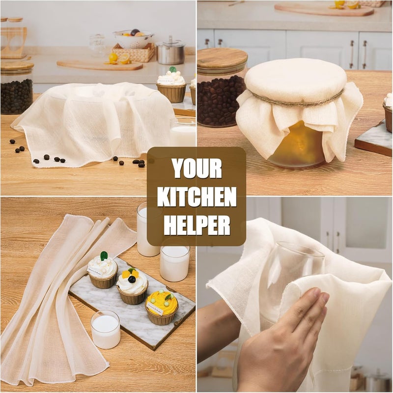Amrules Cheese Cloths for Straining, 8PCS 20x20 Inch Grade 100 Cheese Cloth, Reusable Washable Unbleached Pure Cotton Cheesecloth for Cooking and Cheese Making with Hemmed Edge - Image 4