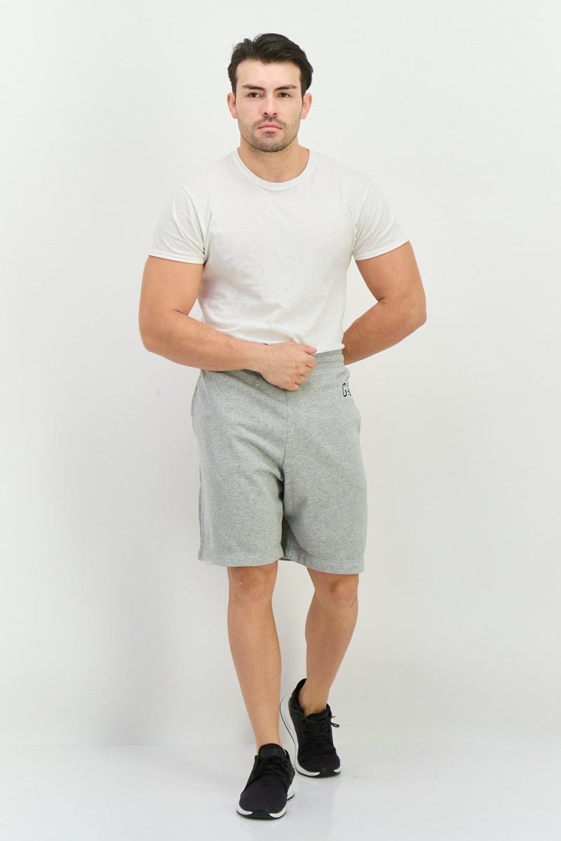 GAP Men Drawstring Embroidered Logo Basic Shorts, Grey - Image 4