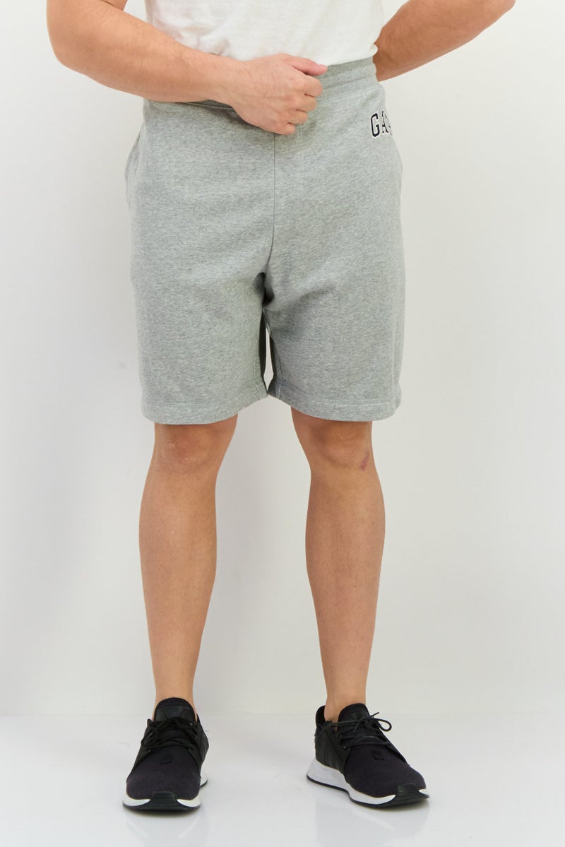 GAP Men Drawstring Embroidered Logo Basic Shorts, Grey - Image 1