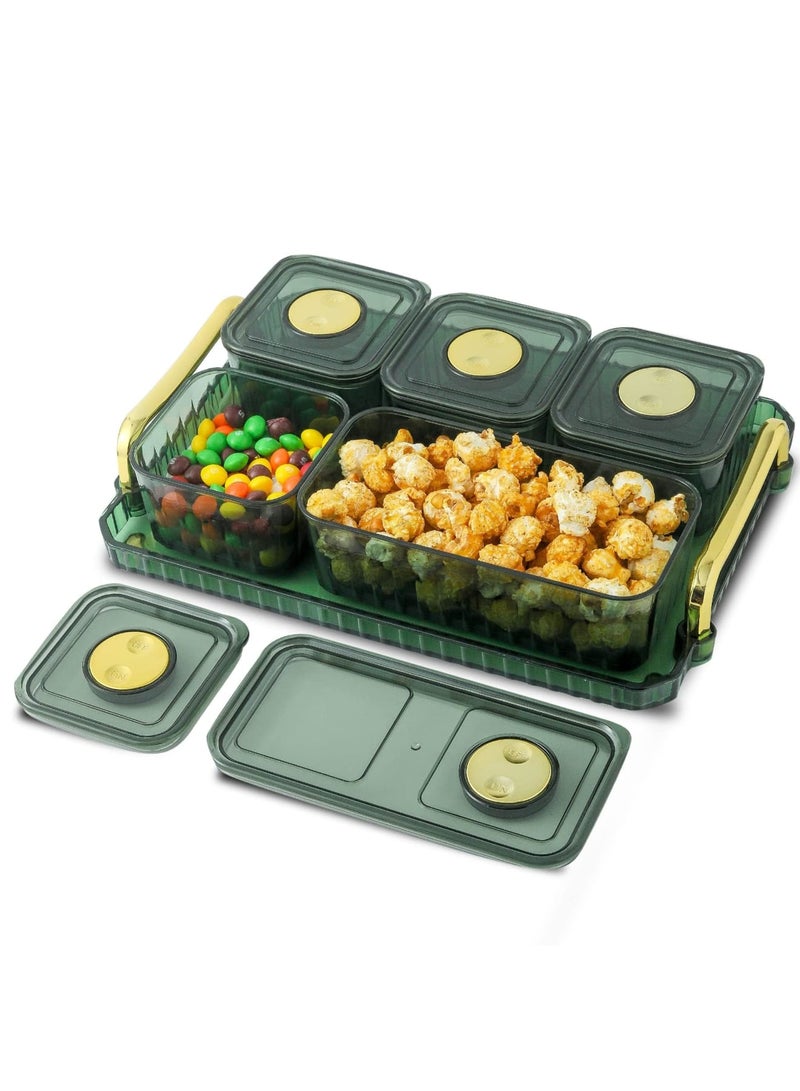 SYOSI Candy Food Storage Containers with Lids Airtight, Split Sealed Snack Box, Covered Dried Fruit Tray, 5 Removable Snack Boxes for Nuts, Popcorn, Dried Fruit, Cooked Food, Bpa-Free (12 Inches) - Image 1