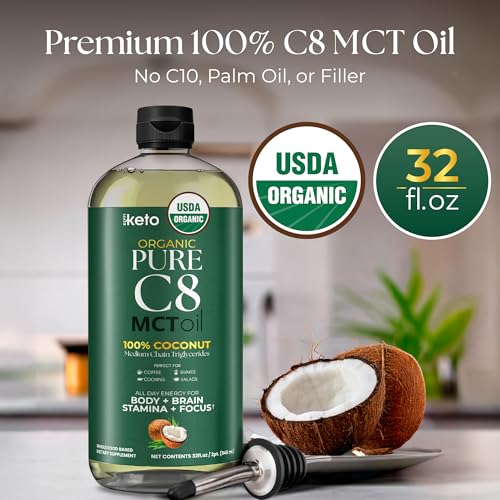 Keppi Keto Organic MCT Oil - Flavorless C8, Non-GMO, Certified Gluten-Free, Palm Oil Free, Vegan, Kosher, Halal, 32 oz Coconut Oil - Image 2