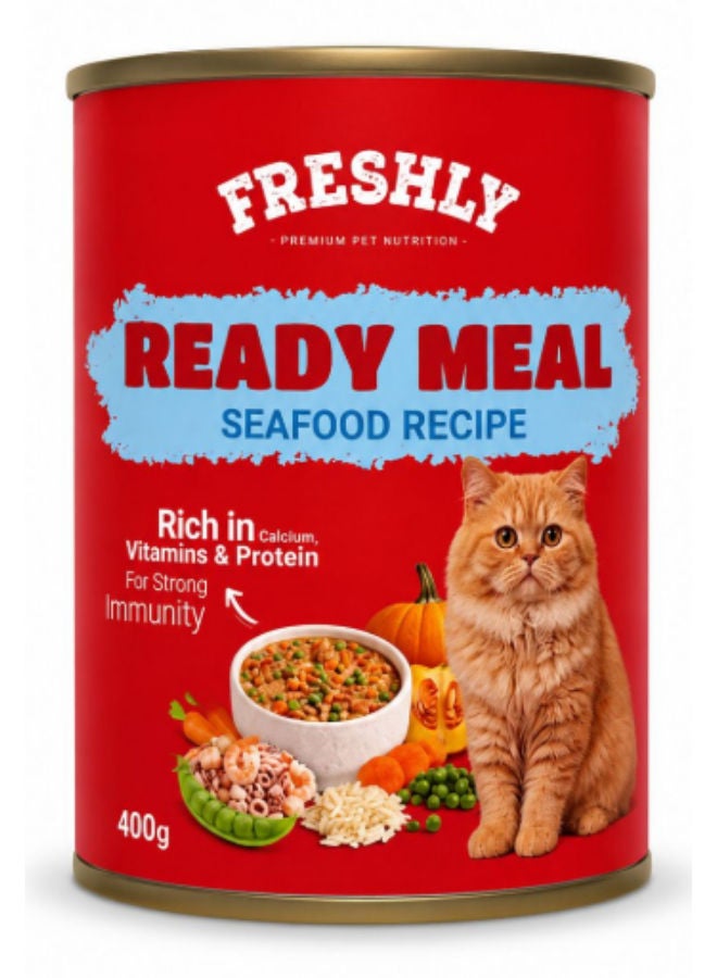 Freshly Meal Can Food For Cat Sea Food & Shrimp With Veg & Soup 400 GM Pack of 6