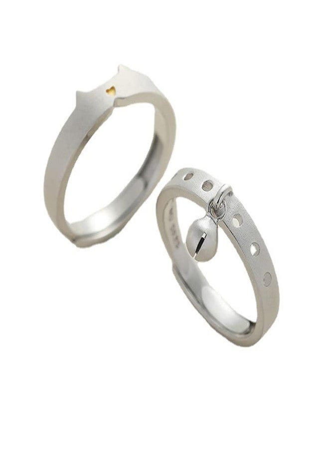 OIDIMS Lovely Cats/Bells Matching Rings for Women Dainty Heart Cat Dangle Bell Open Adjustable Ring Stacking Finger Bands Set Cute Animal Promise Jewelry Gifts for Bff To My Bestie Daughter Pet Lover Xmas - Image 1