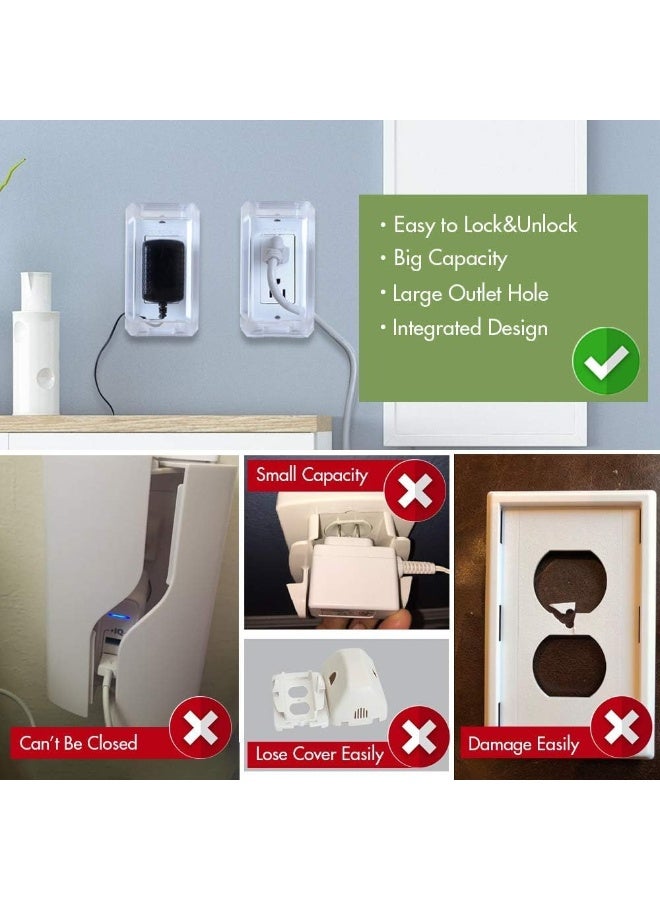 Eudemon صندوق غطاء مخرج الكهرباء للأطفال EUDEMON لحماية الأطفال من المخاطر مع غطاء كبير للمخارج سهل التركيب والاستخدام (شفاف) - Image 4