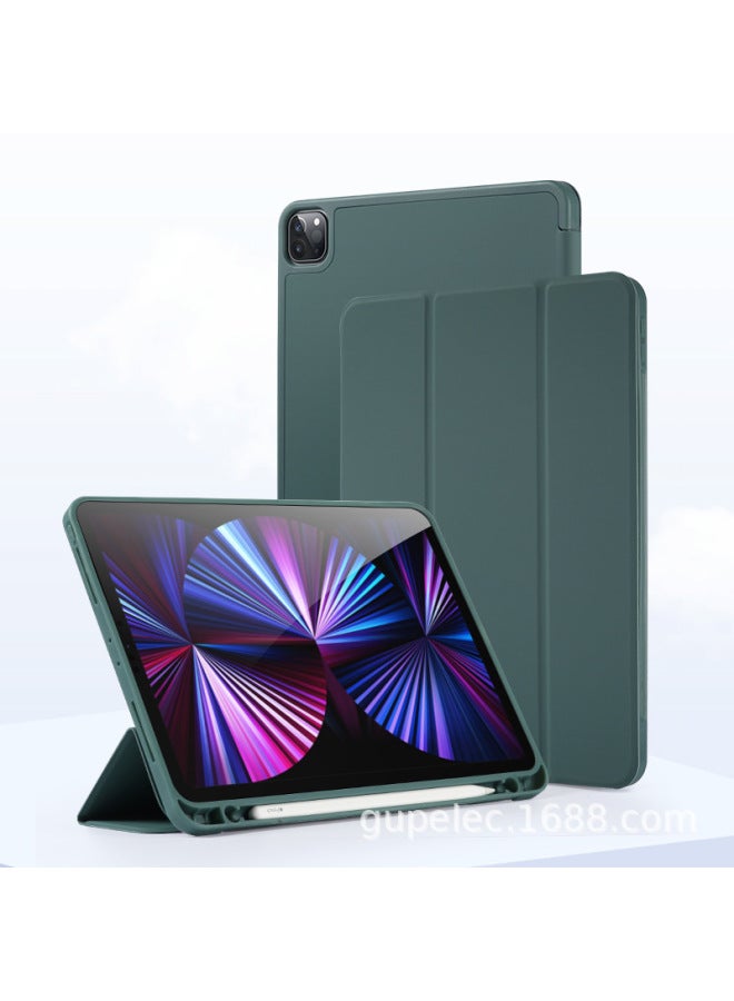 جراب واقٍ مناسب لجهاز Pro11 iPad 10.9 مع ملصق خلفي بفتحة قلم جراب جلدي لجهاز Mini6 Air5 رفيع من السيليكون الناعم - اللون: فتحة قلم كبيرة أخضر ليلي - الطراز المطبق: Pro11 2018/2020/2021/2022 عام - Image 1