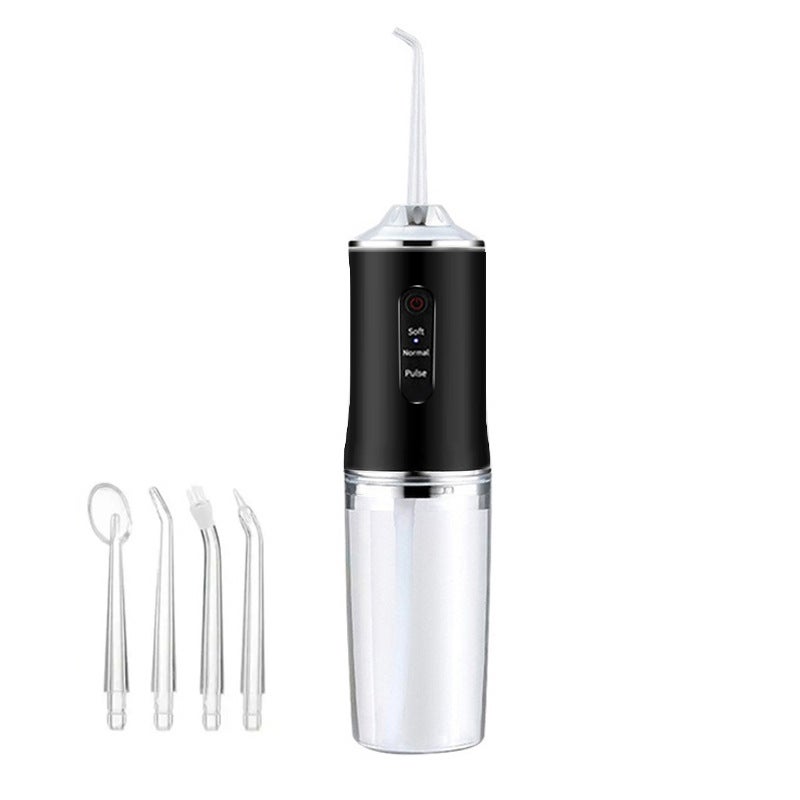 Generic Portable Electric Tooth Cleaner Black [4 nozzles] 