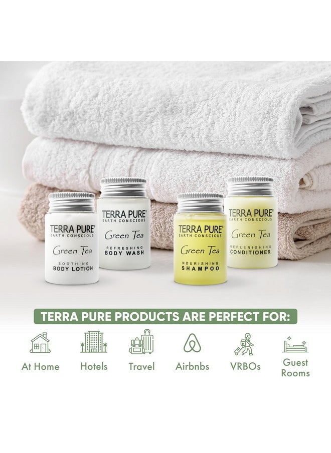 Terra Pure Green Tea 1.0 Oz. Toiletries Set ; 1Shoppe Allinkit Amenities For Hotels Airbnb & Rentals ; Hotel Shampoo & Conditioner Body Wash Body Lotion ; 80 Piece Travel Set  - Image 3