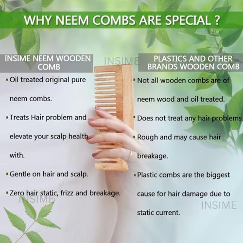 INSIME Wooden Beard comb for men | Neem wooden Beard pocket comb for men | Small comb pocket size mini comb beard styler (Detangler comb) - Image 4