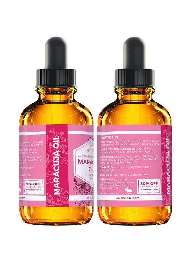 Leven Rose Maracuja Oil, Passion Fruit Seed Oil 100% Natural Moisturizer For Hair Skin And Nails 1 Oz  - Image 2
