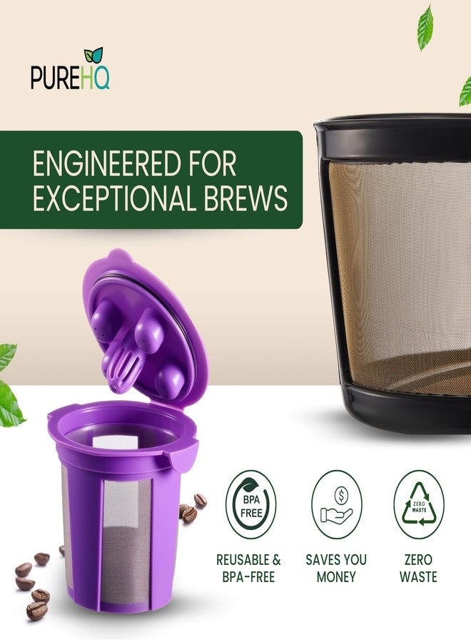 PUREHQ Reusable Mesh Coffee Filter Basket for Keurig K Duo Coffee Maker (Gen 2) and Keurig K-Duo Essentials, With 2 Refillable K Cups Pod by PureHQ - Gold Tone Carafe Replacement Filter - Value Pack - Image 5