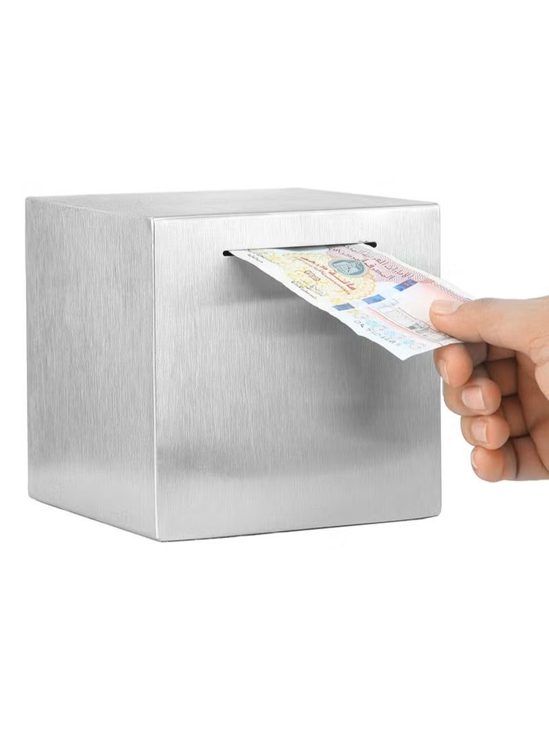gy Bank For Cash/Coin Safe Saving,Safe Money Bank for Adults/Kids Saving, Stainless Steel Money Saving Box(Must Break to Open Metal to Get Money)-5.9 Inch - Image 1