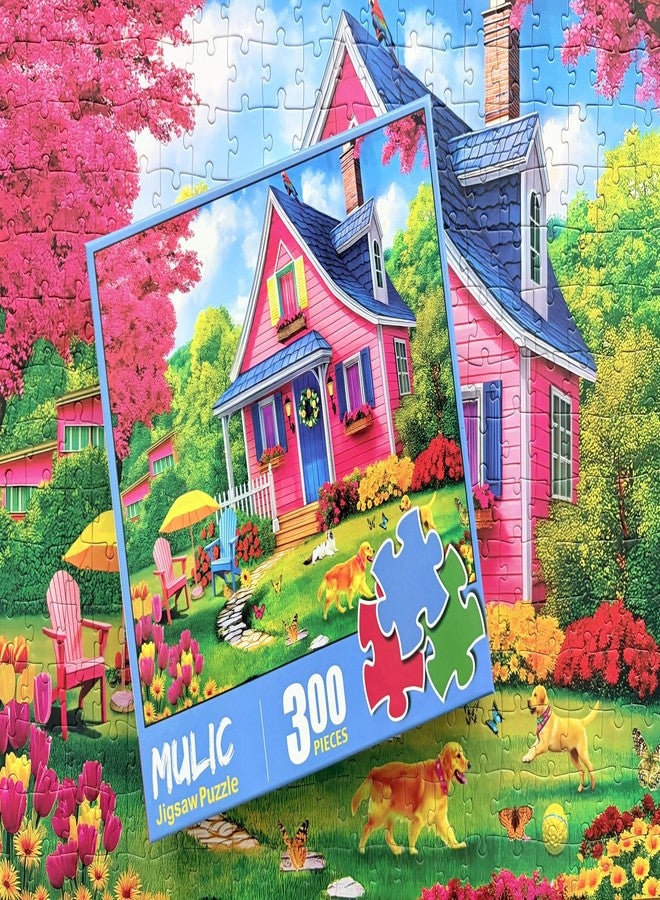 Mulic 300 Piece Puzzles for Adults Kids - Jigsaw Puzzle - The Pink Courtyard House - Image 5
