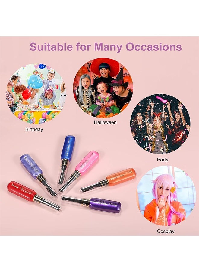 تي ياسون ماسكارا للشعر، مجموعة ماسكارا للشعر مؤقتة بستة ألوان لتلوين الشعر فورًا، صبغة صالون غير سامة، ماسكارا لتلوين الشعر قابلة للغسل، طبشورة لتلوين الشعر - Image 5