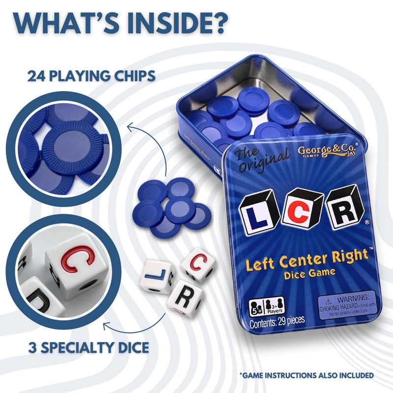 LCR® Left Center Right? Dice Game - Blue Tin - Image 2