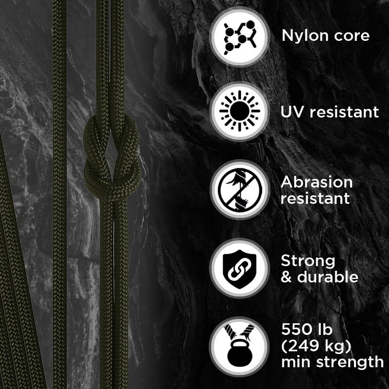 TECEUM Paracord Type III 550 Army Green â€“ 100 ft â€“ 4mm â€“ Tactical Rope MIL-SPEC â€“ Outdoor para Cord â€“Camping Hiking Fishing Gear and Equipment â€“ EDC Parachute Cord â€“ Strong Survival Rope 010 - Image 3