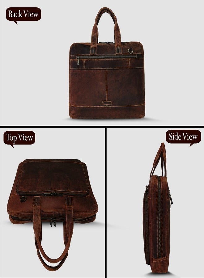 MANDAVA Full Grain Genuine Leather Laptop Messenger Bag for Men | Stylish Office Bag with Adjustable Shoulder Strap - Image 2