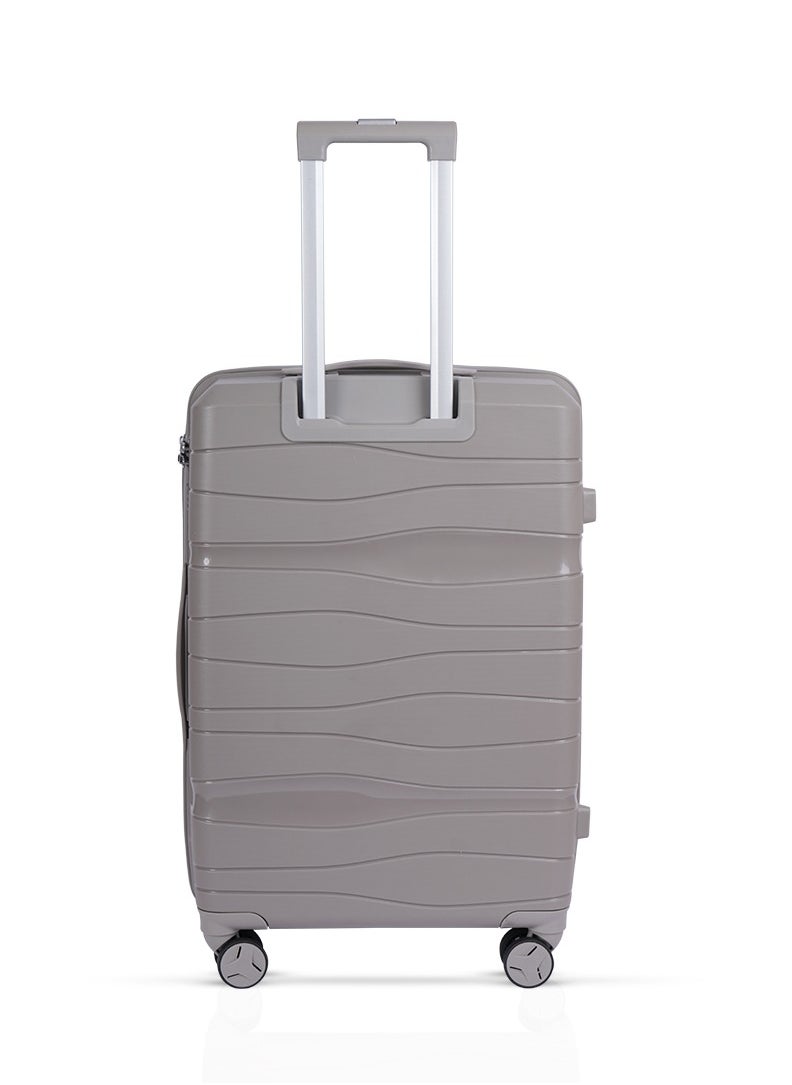 MNUK - Viajero Check-in Luggage- 24 Inch | PP Material Hard-side Smooth and comfortable Luggage Trolley with TSA Lock | Double 360° 4 Wheeler| Medium- Grey - Image 1