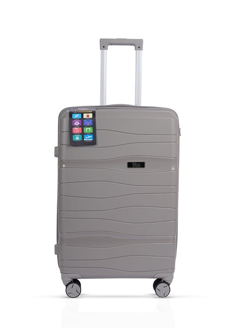 Viajero Check-in Luggage- 24 Inch | PP Material Hard-side Smooth and comfortable Luggage Trolley with TSA Lock | Double 360° 4 Wheeler| Medium- Grey