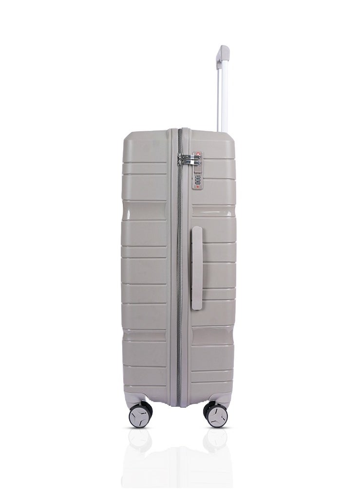 MNUK - Viajero Check-in Luggage- 24 Inch | PP Material Hard-side Smooth and comfortable Luggage Trolley with TSA Lock | Double 360° 4 Wheeler| Medium- Grey - Image 1