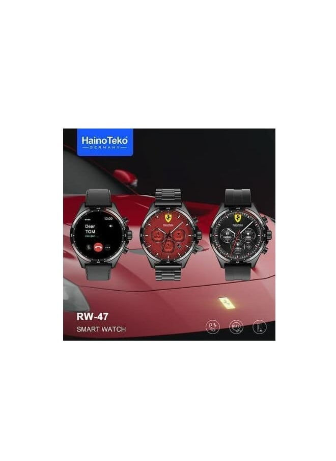 Haino Teko Haino Teko RW 47 AMOLED Large Round Screen Smartwatch with 3 Straps and Wireless Charger for Men Boys Black  - Image 3