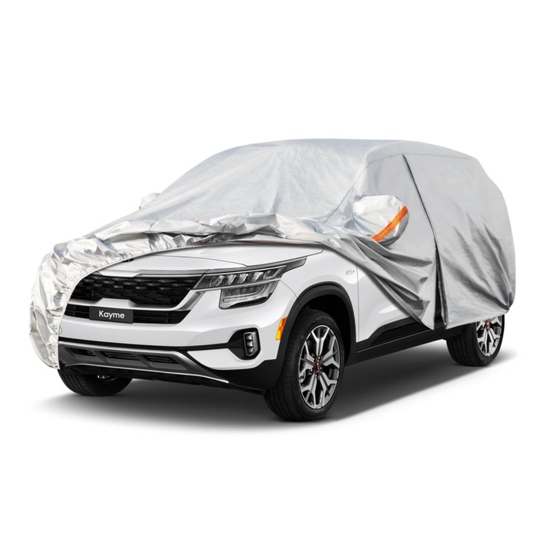 Kayme 6 Layers SUV Car Cover Custom Fit for Kia Seltos20192025 Waterproof All Weather for Automobiles Outdoor Full Cover Rain Sun UV ProtectionSilver