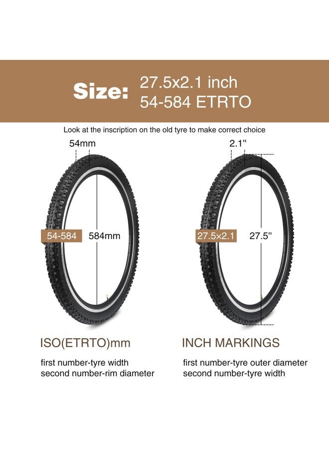 GRELiving 2 x Bicycle Tyres Bicycle Cover 27.5 x 2.1 Inch Bike Tyres for Mountain Bike/City Bike/Road Bike - Image 4