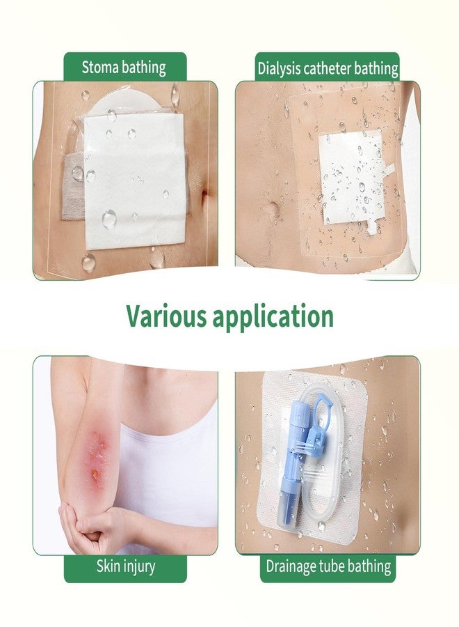 DERAYMI 50 Pack Waterproof Ostomy Bag Shower Cover with Non-Stick Center Pad, 8"x 8" Colostomy Ileostomy Urostomy Bags Shower Guard Shields - Hands-Free Showering Leakproof Seal - Image 5