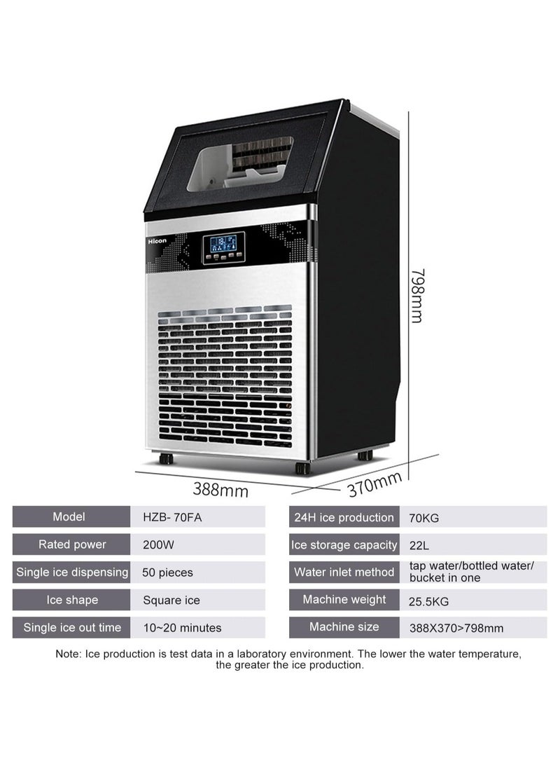 Cool Baby Hicon Commercial Ice Maker Machine,220W Automatic Ice Maker, 120kg / 24H, 90 Ice Cubes in 10-20 Mins, Ice storage 22L, Self-Cleaning, For Bar/Coffee Shop/Tea Shop 2 Ways To Add Water  - Image 2