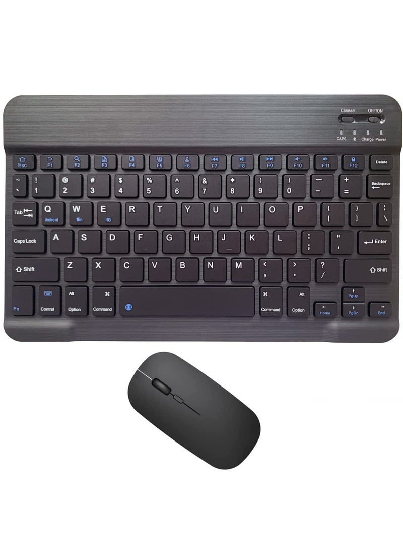 ELTRAZONE Rechargeable Bluetooth Keyboard and Mouse Combo Ultra-Slim Portable Compact Wireless Mouse Keyboard Set for Android Windows Tablet Cell Phone iPhone iPad Pro Air Mini, iPad OS/iOS 13 and above (Black)  - Image 1