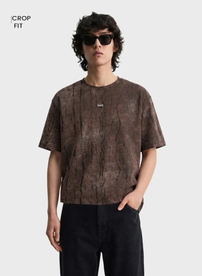 The Indian Garage Co Men Boxy Fit Distressed Round Neck Half Sleeves T-Shirt