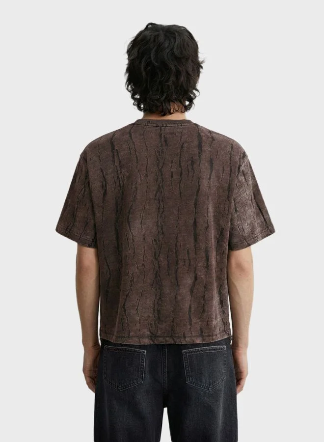 The Indian Garage Co Men Boxy Fit Distressed Round Neck Half Sleeves T-Shirt