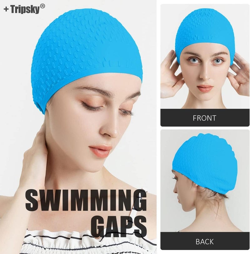 Tripsky Silicone Swim Cap,Comfortable Bathing Cap Ideal for Curly Short Medium Long Hair, Swimming Cap for Women and Men, Shower Caps Keep Hairstyle Unchanged… - Image 5