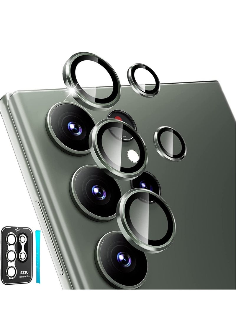 Raxoom Samsung Galaxy S23 Ultra Camera Lens Protector, 9H Tempered Glass + Aluminum Alloy Metal Individual Lens Screen Ring for S23 Ultra 6.8in 5G 2023 - Green - Image 1