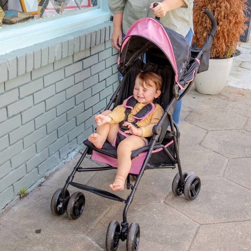 Ingenuity - 3Dmini Convenience Stroller, Lightweight Travel Stroller with Sun Visor & Recline, Ages 6–60 Months - Pink - Image 2