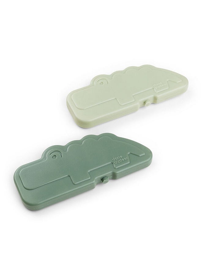 done by deer عنصر التبريد 2-Pack كروكو الأخضر - حزمة ثلج قابلة لإعادة الاستخدام لحقائب غداء الأطفال - Image 1