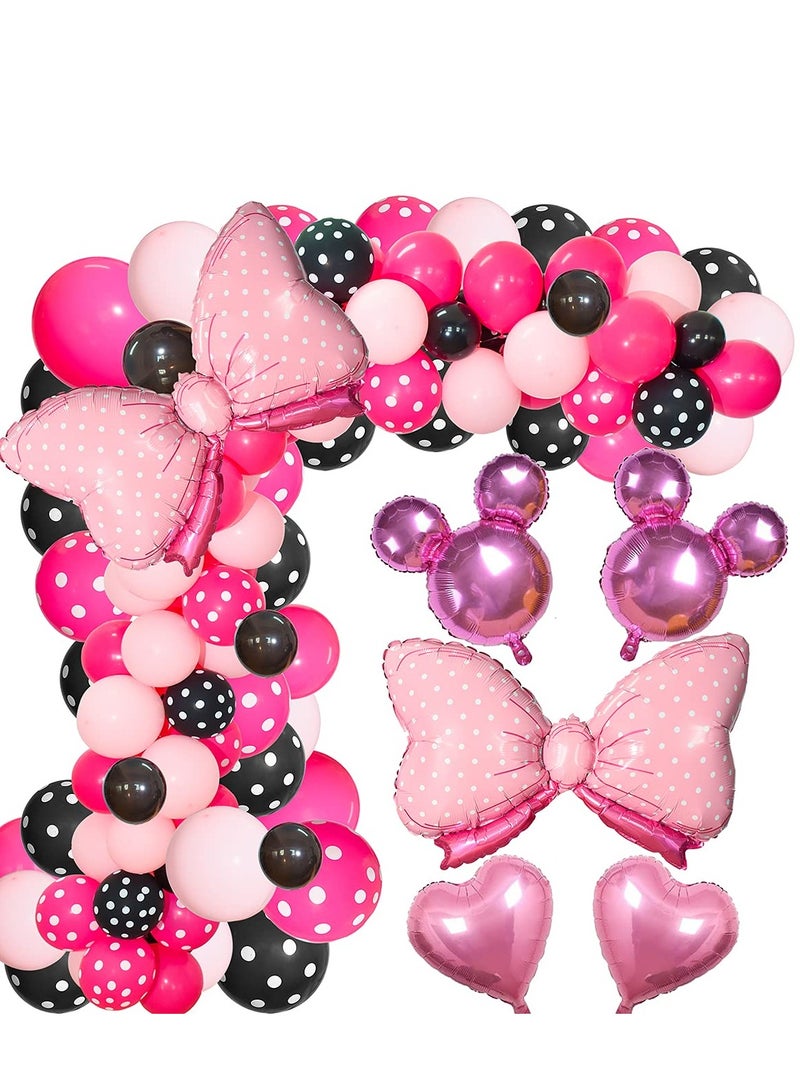 Barakah Pink Mouse Balloon Garland Kit - 116 Pcs Black Polka Dot Arch & Bow Foil Balloons for Girls' Birthday & Baby Shower Decorations - Image 4