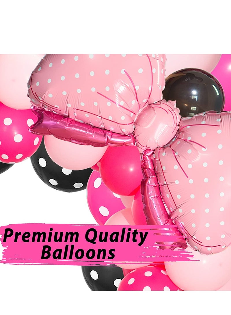 Barakah Pink Mouse Balloon Garland Kit - 116 Pcs Black Polka Dot Arch & Bow Foil Balloons for Girls' Birthday & Baby Shower Decorations - Image 5